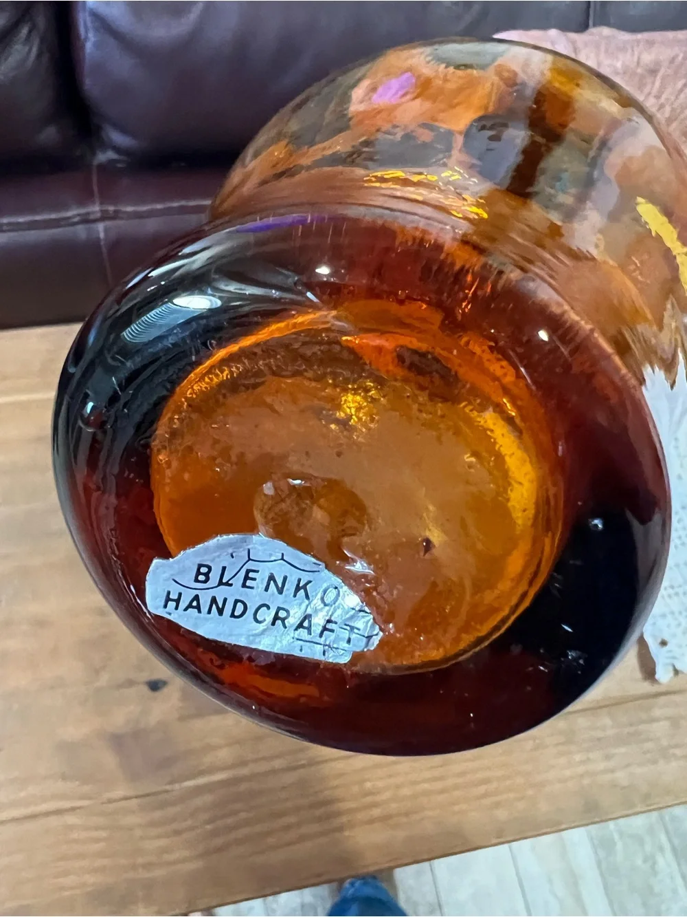 Vintage Blenko Glass case. Original sticker. 10.5” tall. Perfect condition.